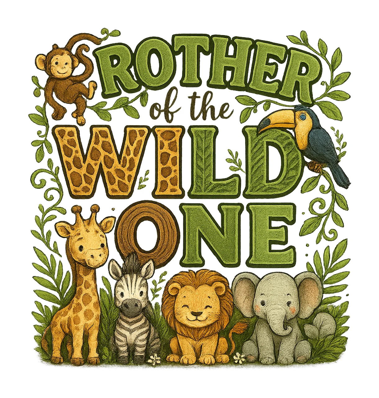 Brother of the Wild One Safari Jungle 1st Birthday Shirt