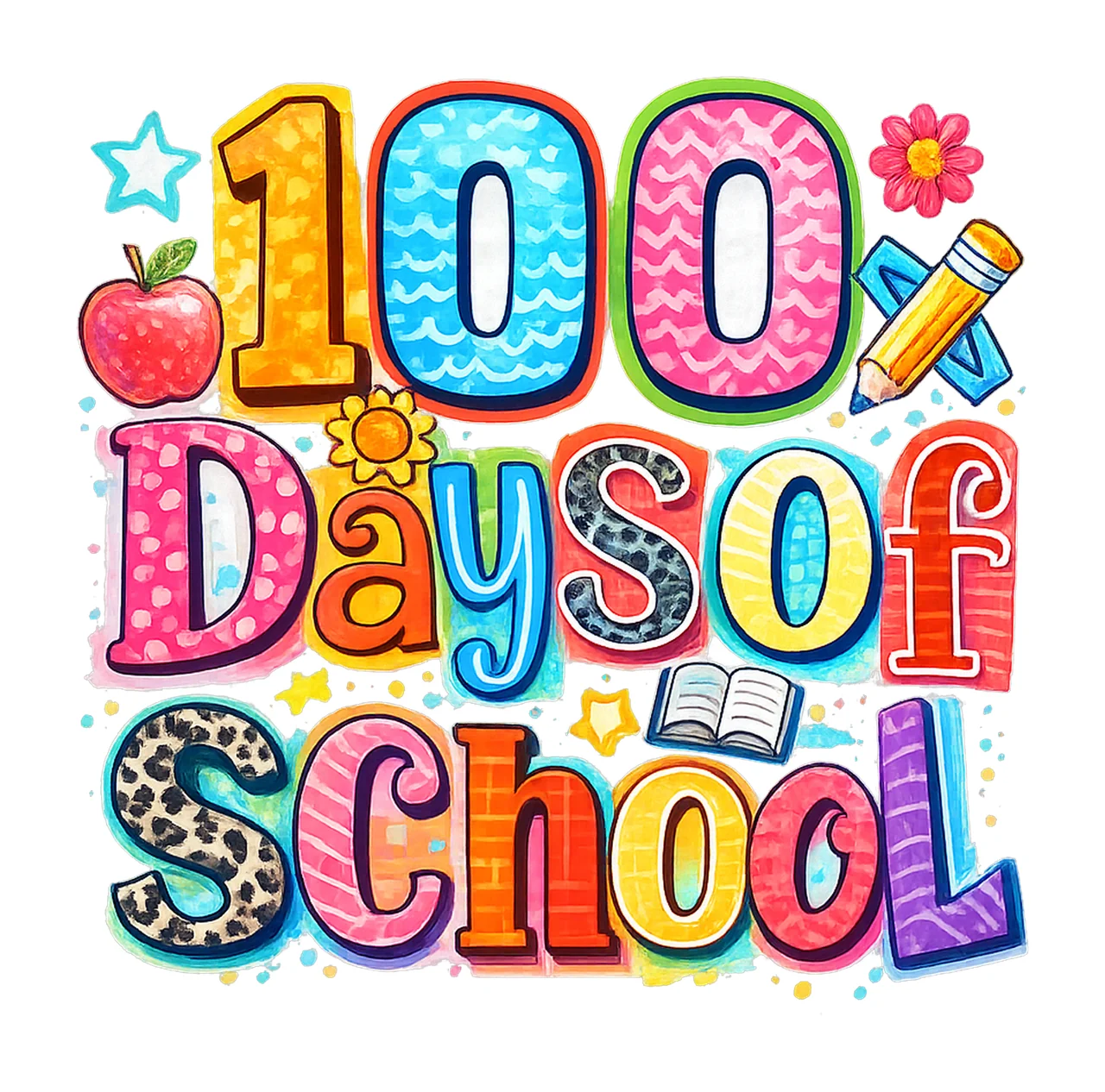 Preppy 100 Days of School happy 100 days 100 school Digital