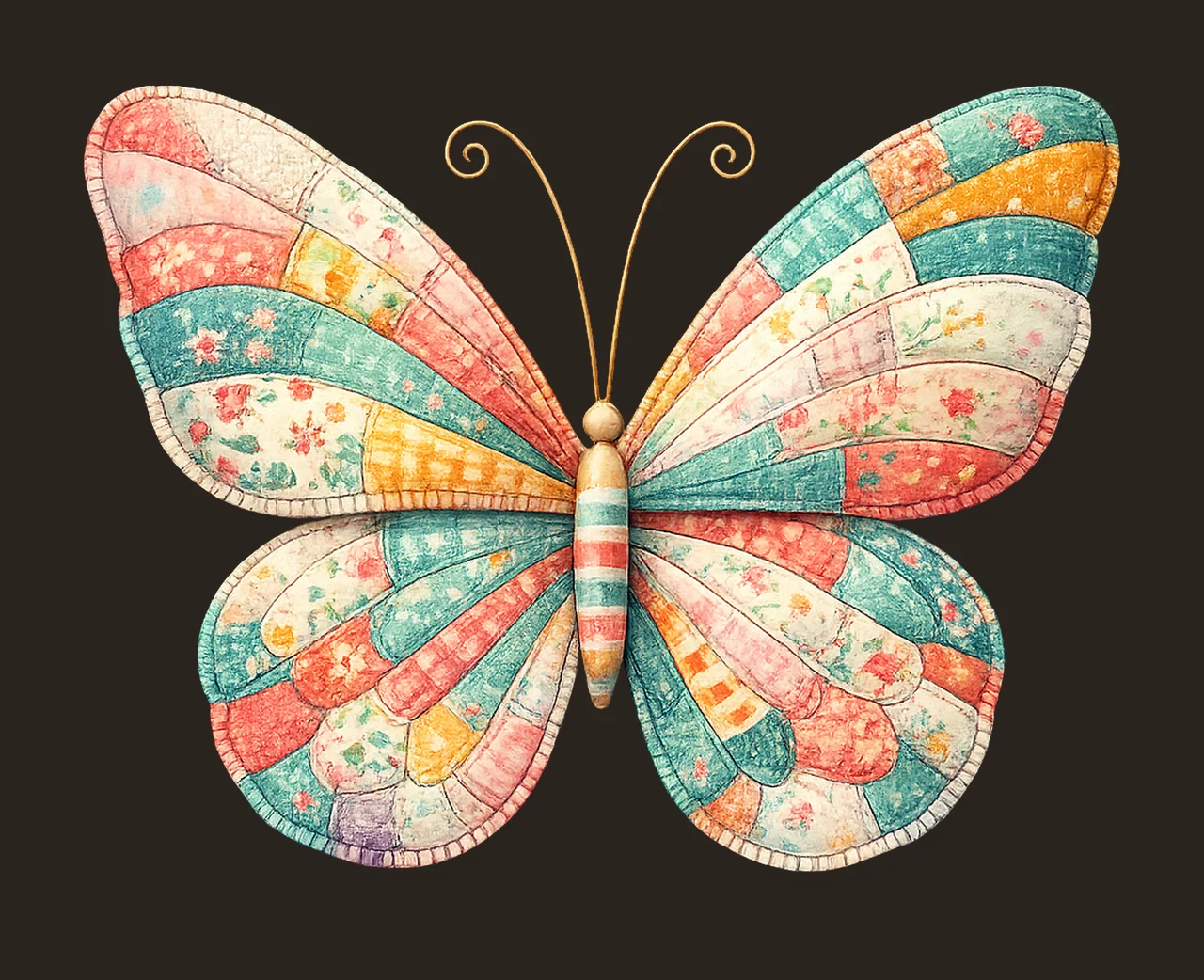 Patchwork Butterfly Colorful Butterfly Design Sublimation contrast preview thumbnail