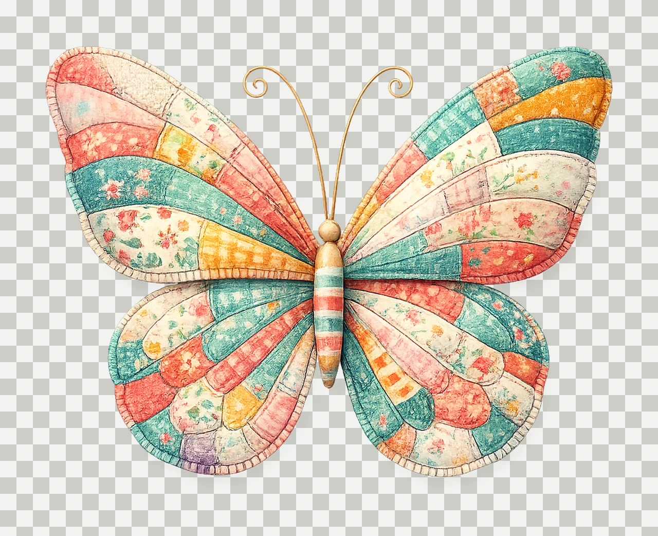 Patchwork Butterfly Colorful Butterfly Design Sublimation transparency and detail preview thumbnail