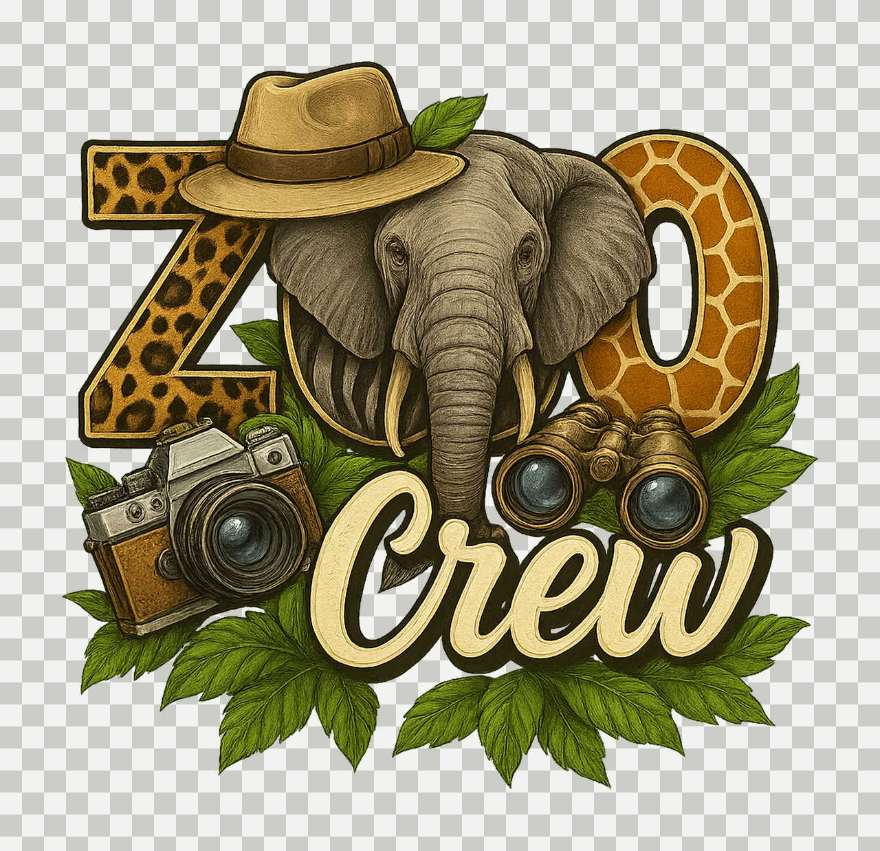 Zoo Crew Safari Animal Print Sublimation Design Zoo Keeper transparency and detail preview thumbnail