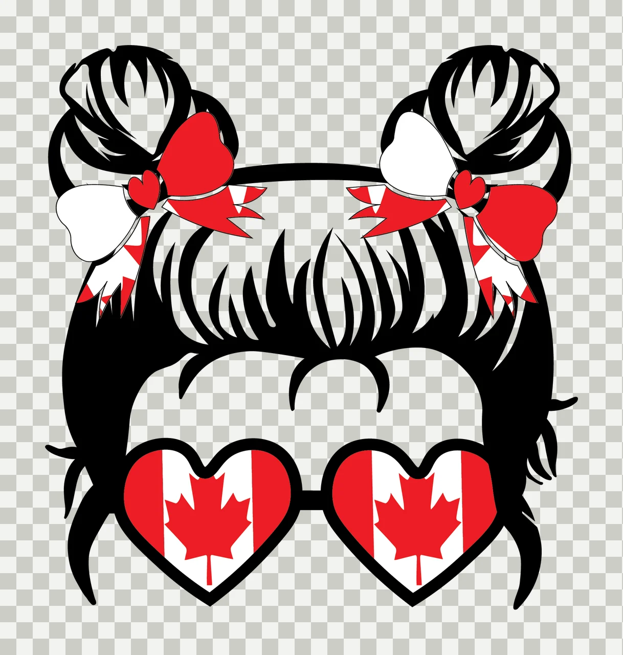 Hair Bun Silhouette With Heart Sunglasses Head buns Wearing transparency and detail preview thumbnail