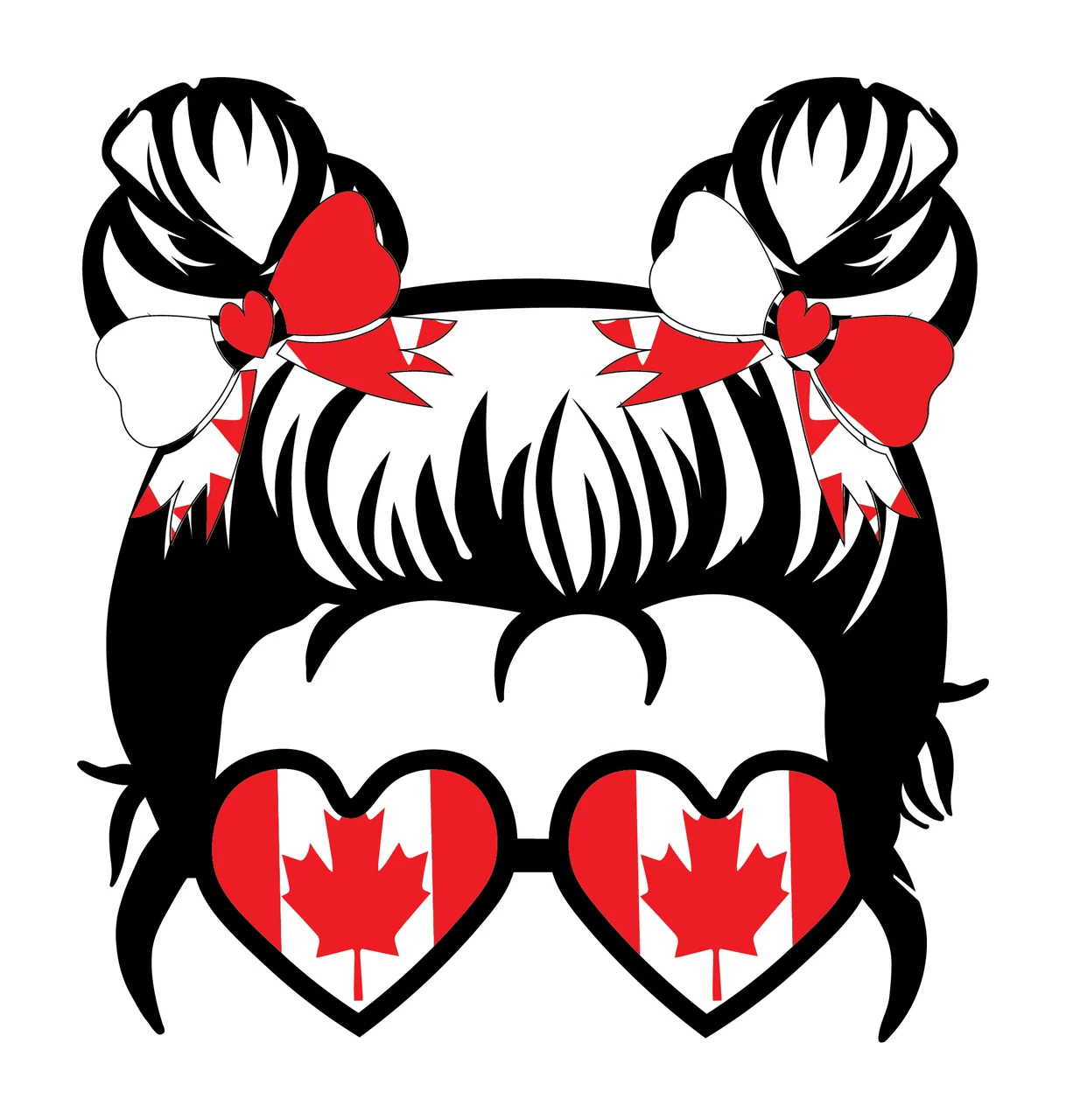 Hair Bun Silhouette With Heart Sunglasses Head buns Wearing