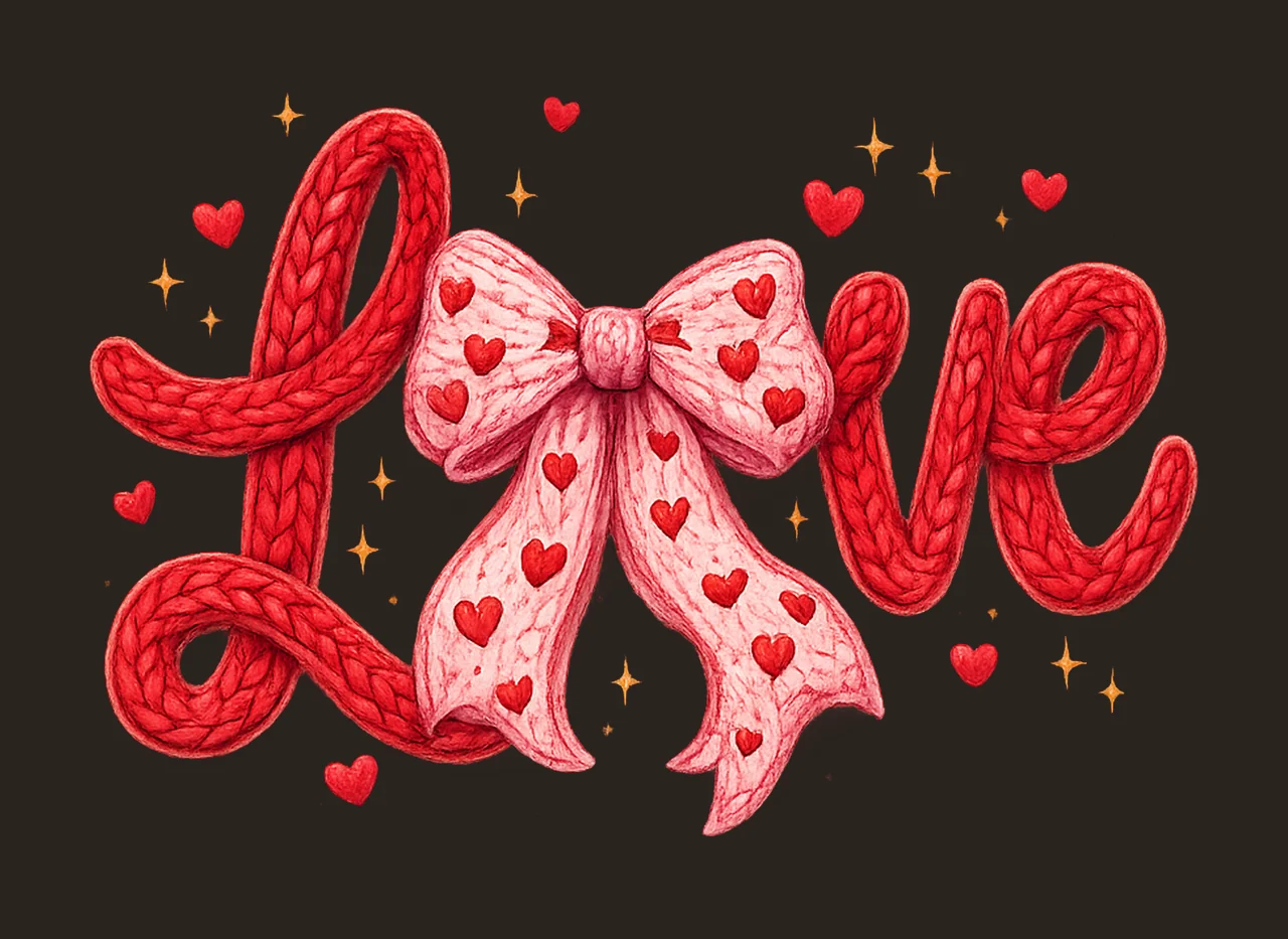 Valentines Day Love Faux Knitted Yarn Texture Valentine contrast preview thumbnail