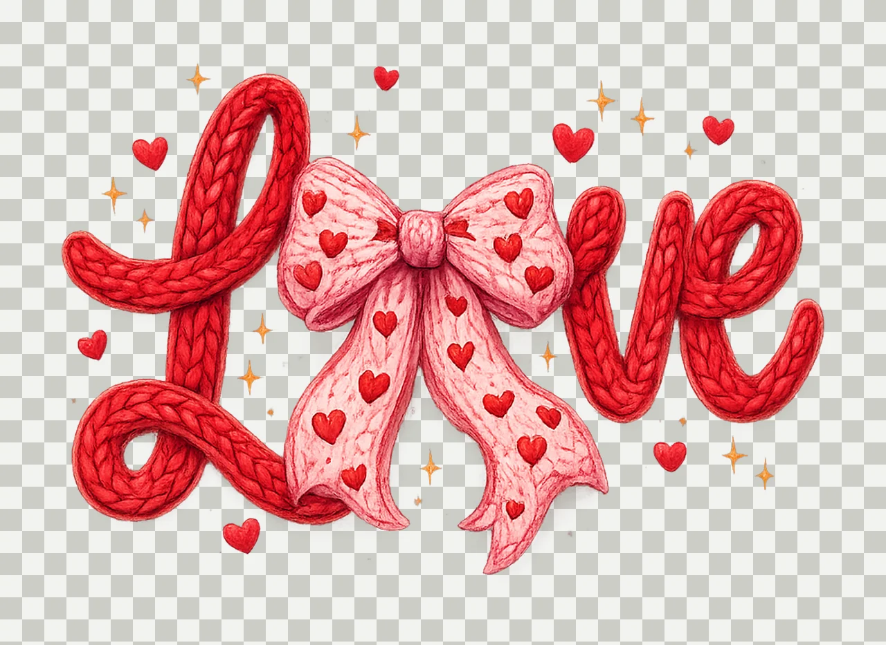 Valentines Day Love Faux Knitted Yarn Texture Valentine transparency and detail preview thumbnail