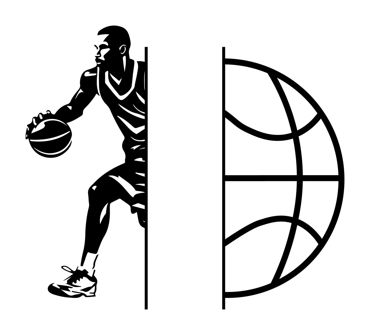 Ball Basketball Player And Split Design Dribbling human figure