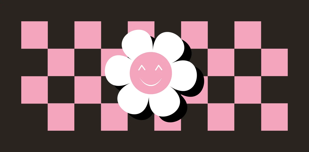 Can Glass Wrap Flower Over Black And White centered checkered pattern contrast preview thumbnail