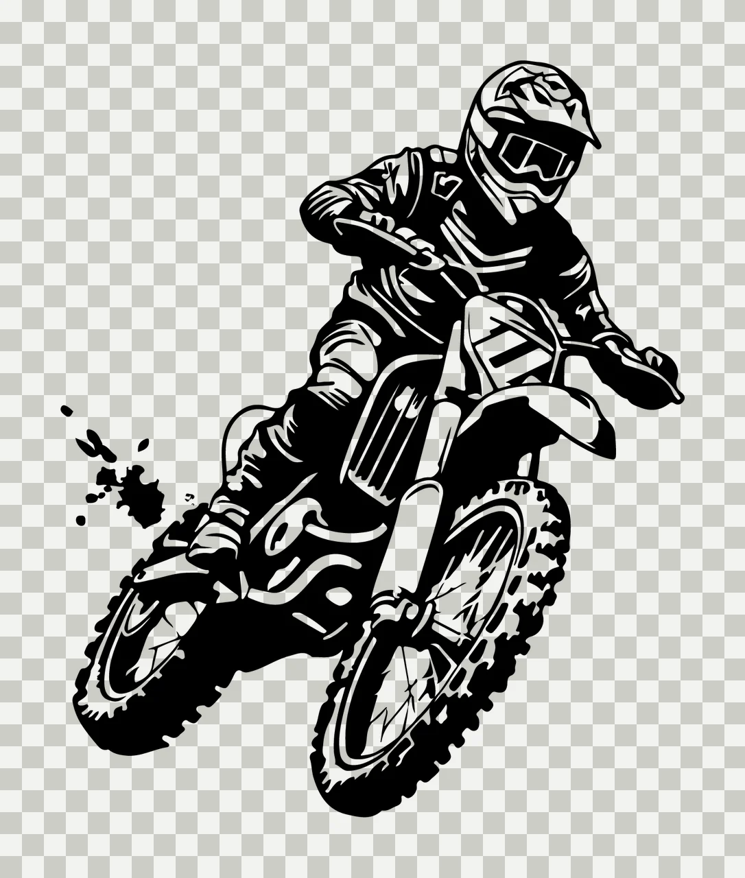 Motorcyclist Jumping On Dirt Bike motorcycle rider helmet black transparency and detail preview thumbnail