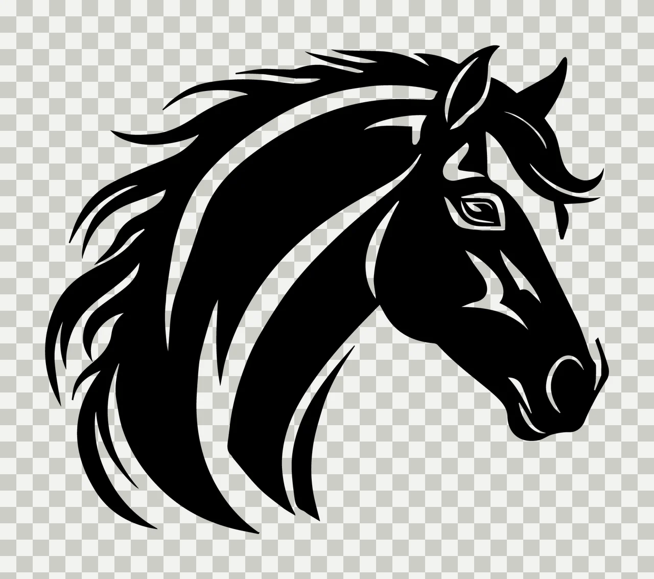 Horse Head Profile View With And Animal transparency and detail preview thumbnail