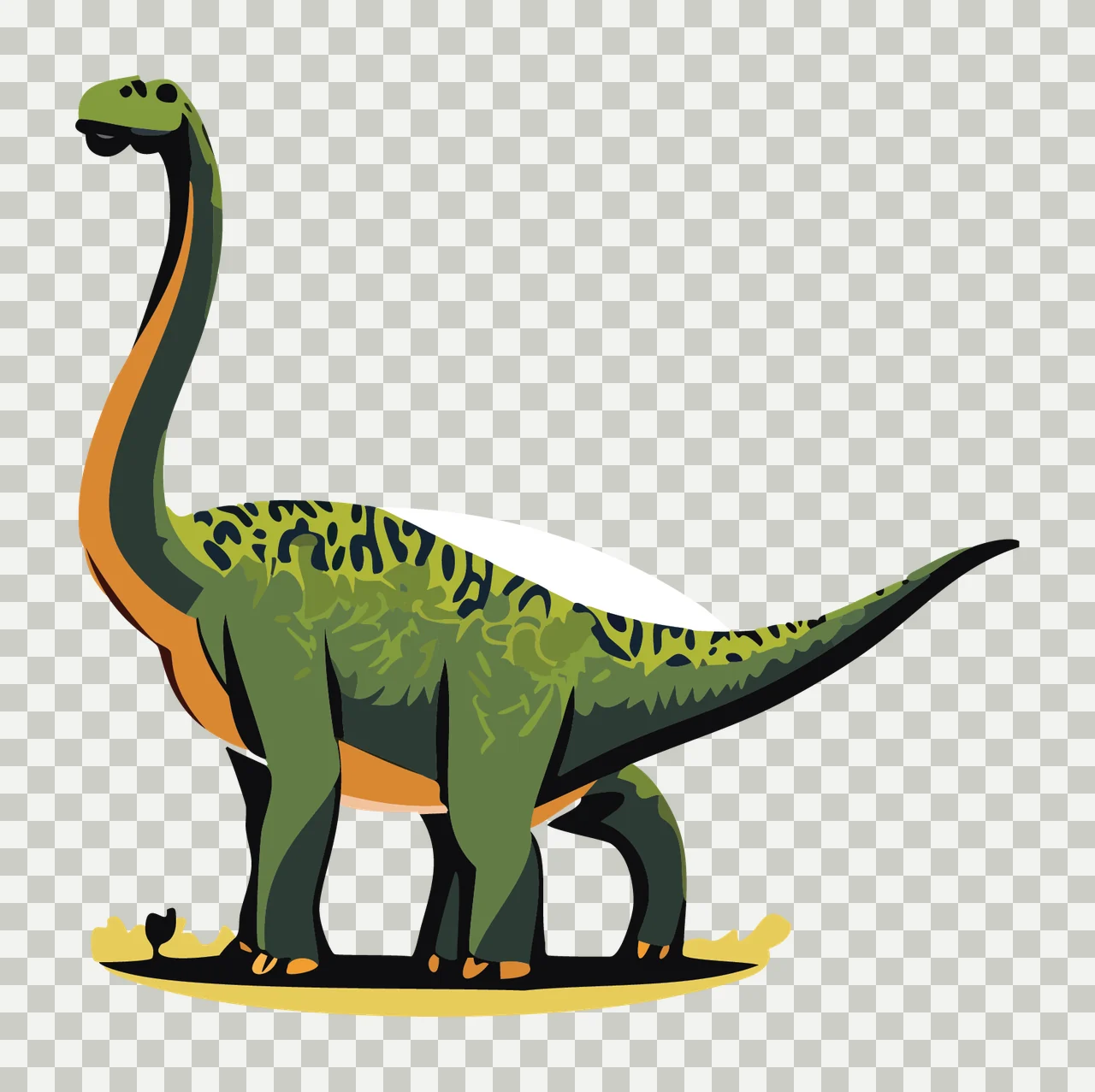 Dinosaur Silhouette With Long Neck standing tail black white transparency and detail preview thumbnail
