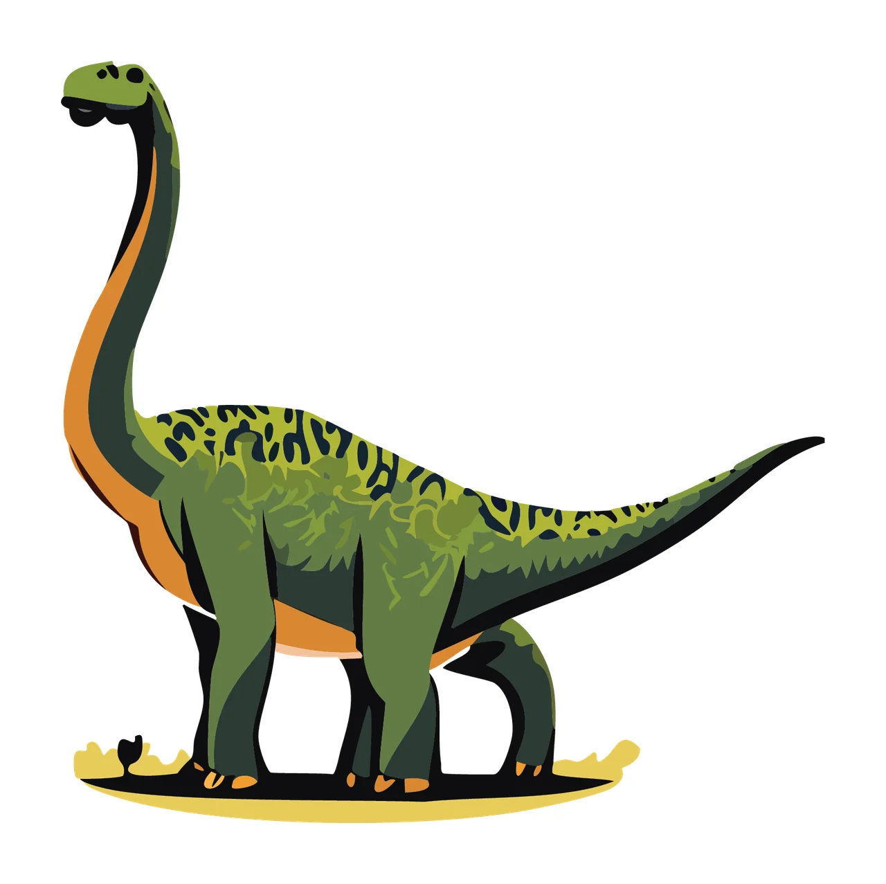 Dinosaur Silhouette With Long Neck standing tail black white