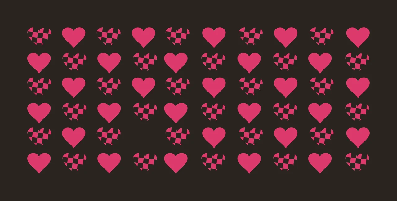 Can Glass Wrap Checkered And Plain Heart Grid hearts pattern contrast preview thumbnail