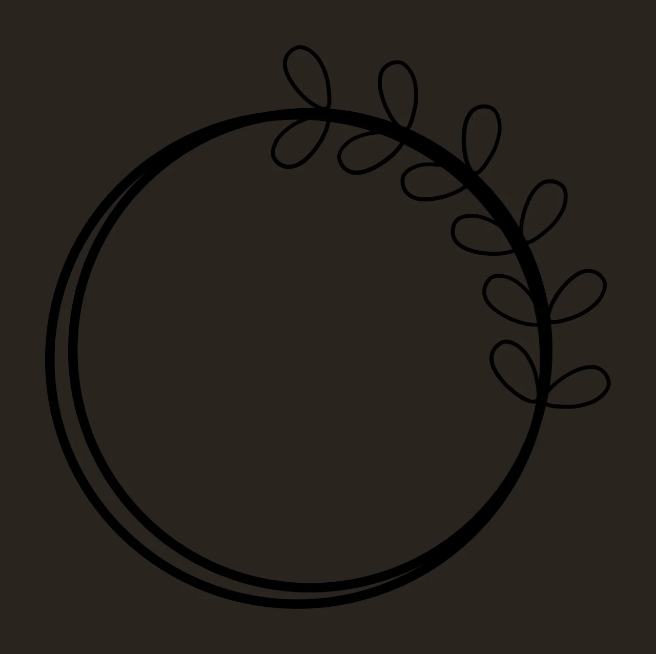 Keychain Circle Frame With Leaf Detail Encircling leaves linear line contrast preview thumbnail