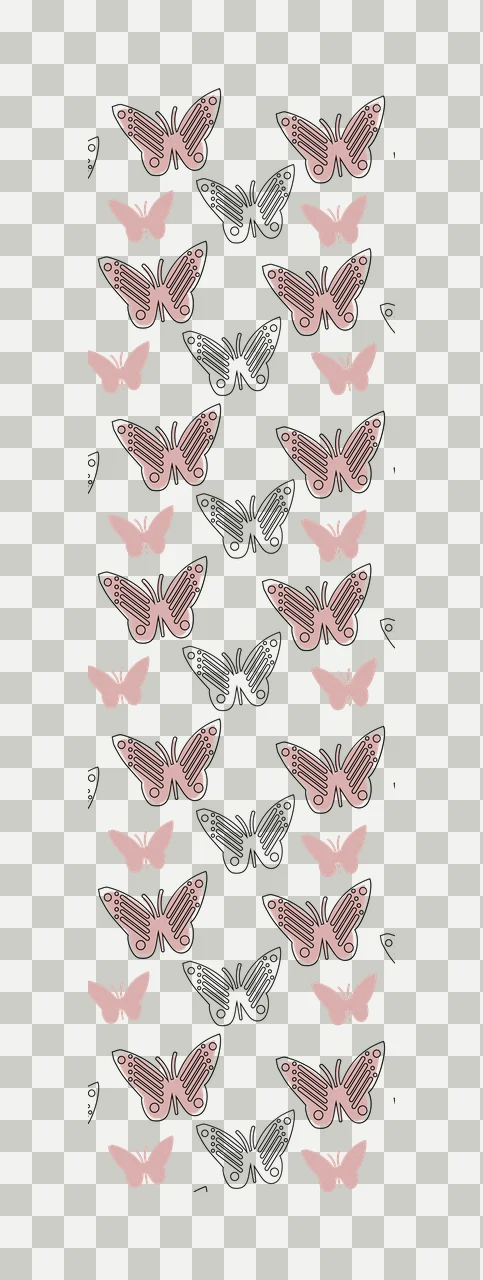 Butterfly Winged Pattern Design line drawing black white insect transparency and detail preview thumbnail