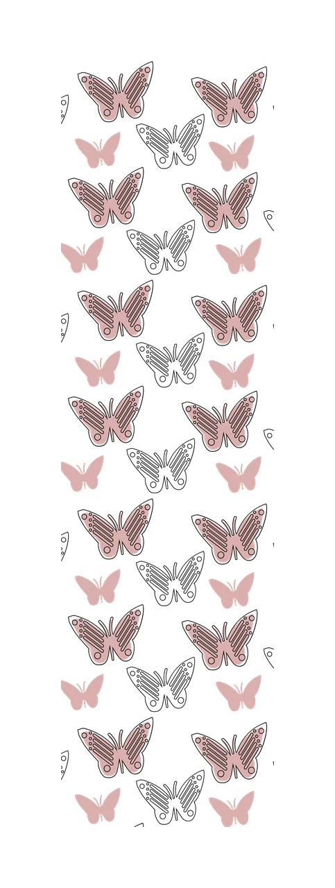 Butterfly Winged Pattern Design line drawing black white insect