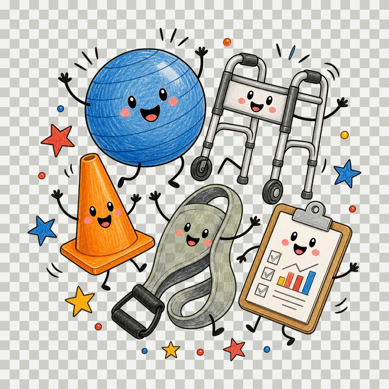 Physical Therapist Doodle Characters Pediatric Variation C transparency and detail preview thumbnail