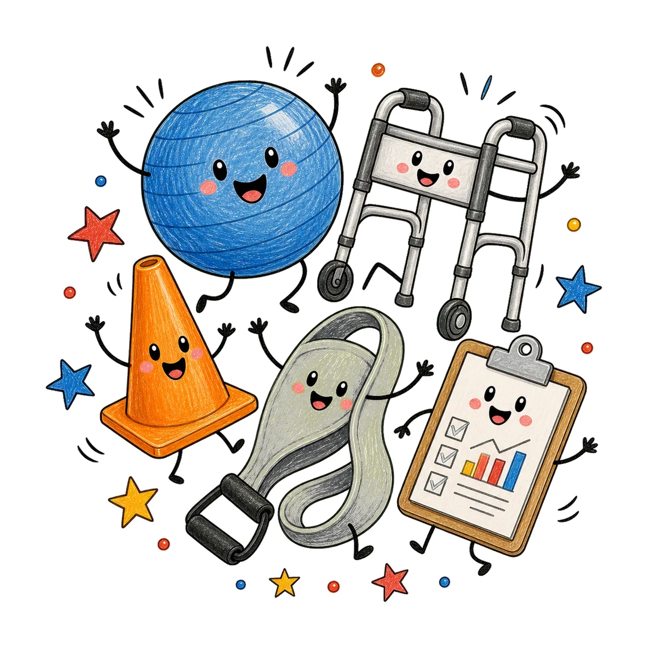 Physical Therapist Doodle Characters Pediatric Variation C