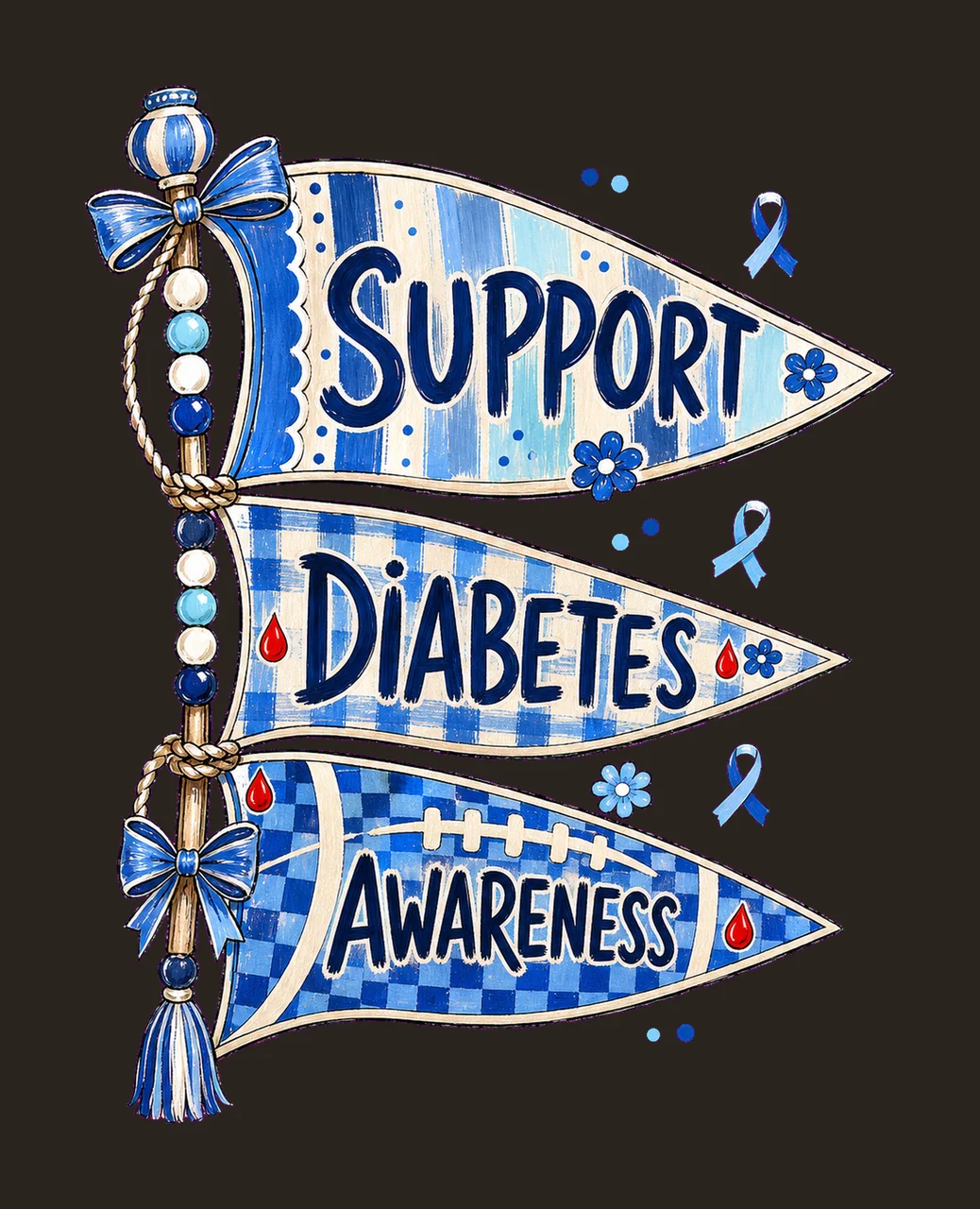 Diabetes Awareness Blue Pennant Flags bundle 03 contrast preview thumbnail