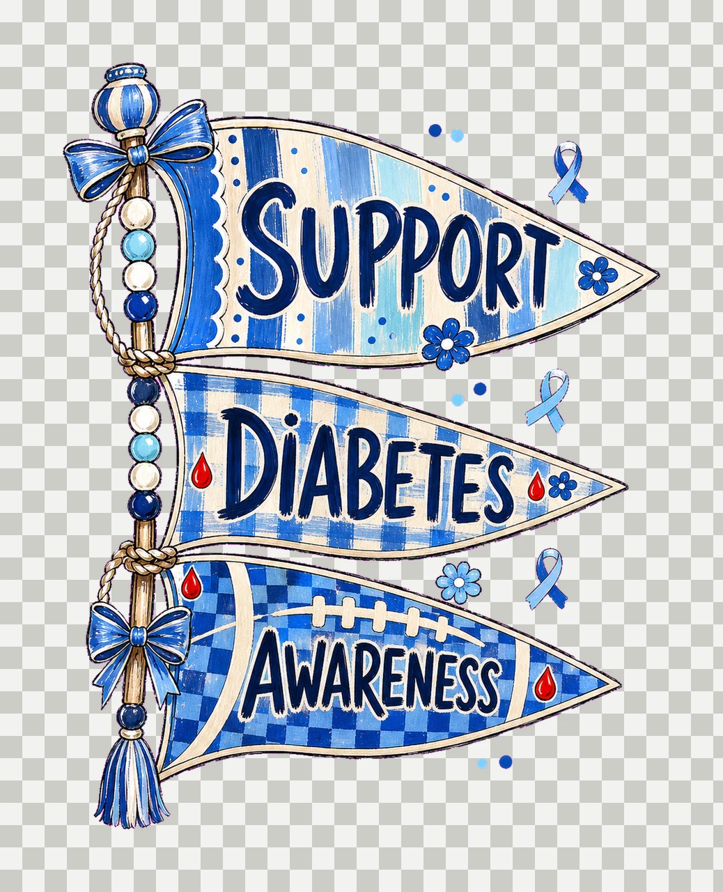 Diabetes Awareness Blue Pennant Flags bundle 03 transparency and detail preview thumbnail