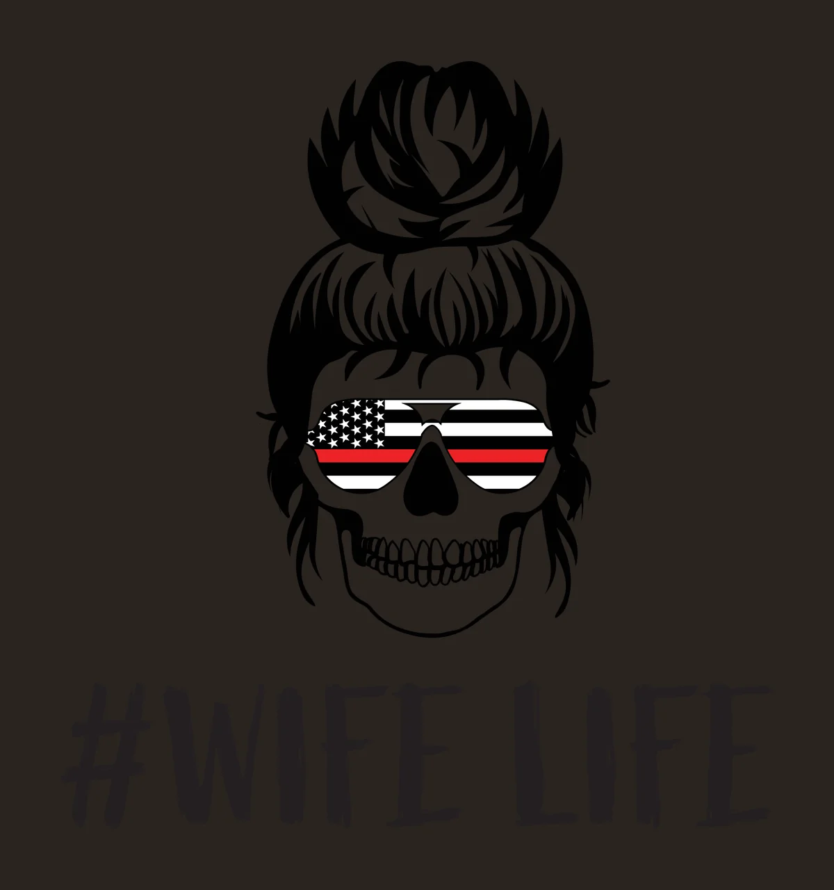 Skull Hair Graphic wearing sunglasses bun black white symbol contrast preview thumbnail