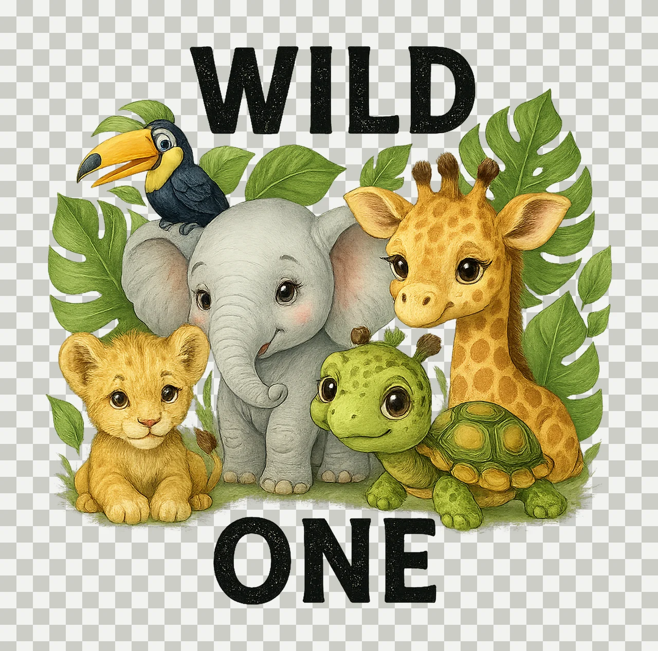 Wild One Birthday Safari 1st Birthday Jungle Animals transparency and detail preview thumbnail