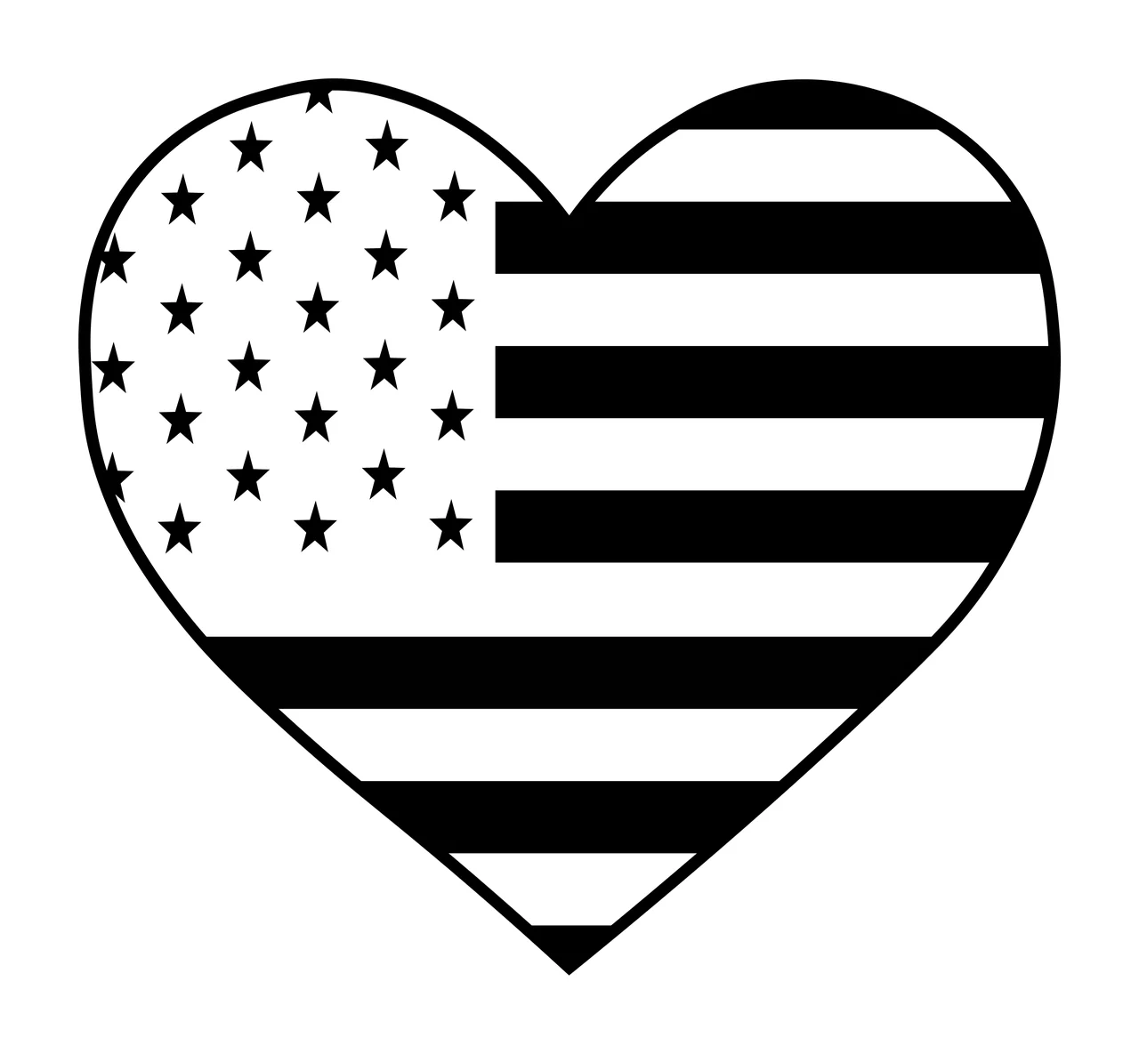 Heart Black Shaped Graphic With Stars And Parallel shape horizontal