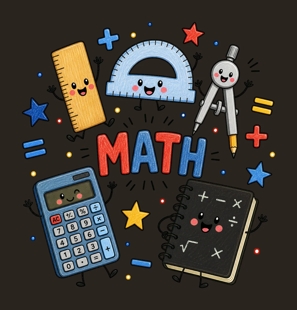 Math Teacher Doodle Characters Geometry Teacher Variation A contrast preview thumbnail