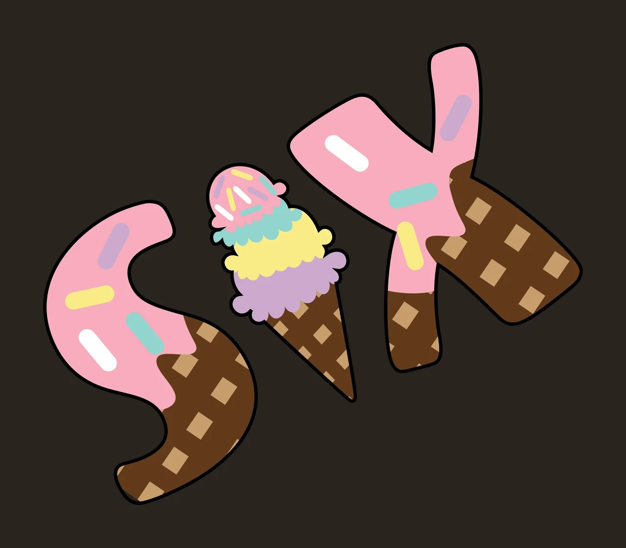 Ice Cream Six Typography spelling letter S cone X silhouette contrast preview thumbnail