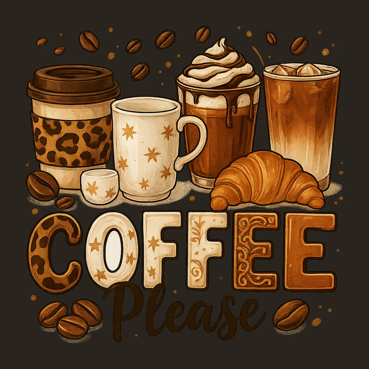 Coffee Please Coffee Cups Sublimation Design Coffee Love contrast preview thumbnail