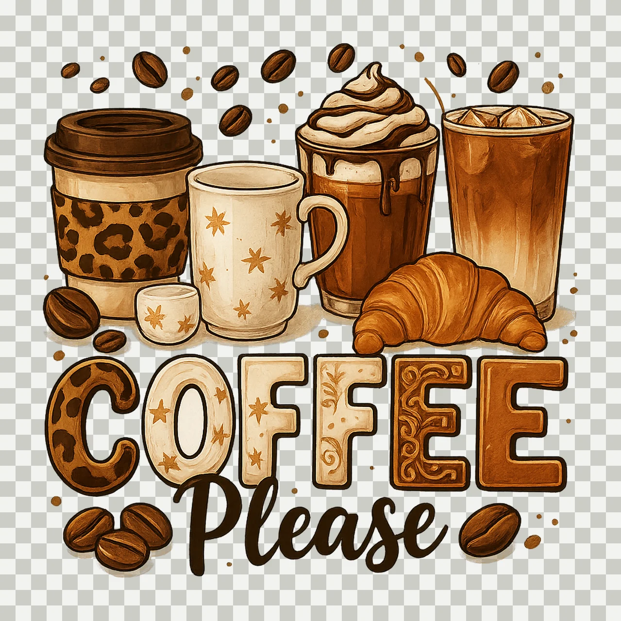 Coffee Please Coffee Cups Sublimation Design Coffee Love transparency and detail preview thumbnail