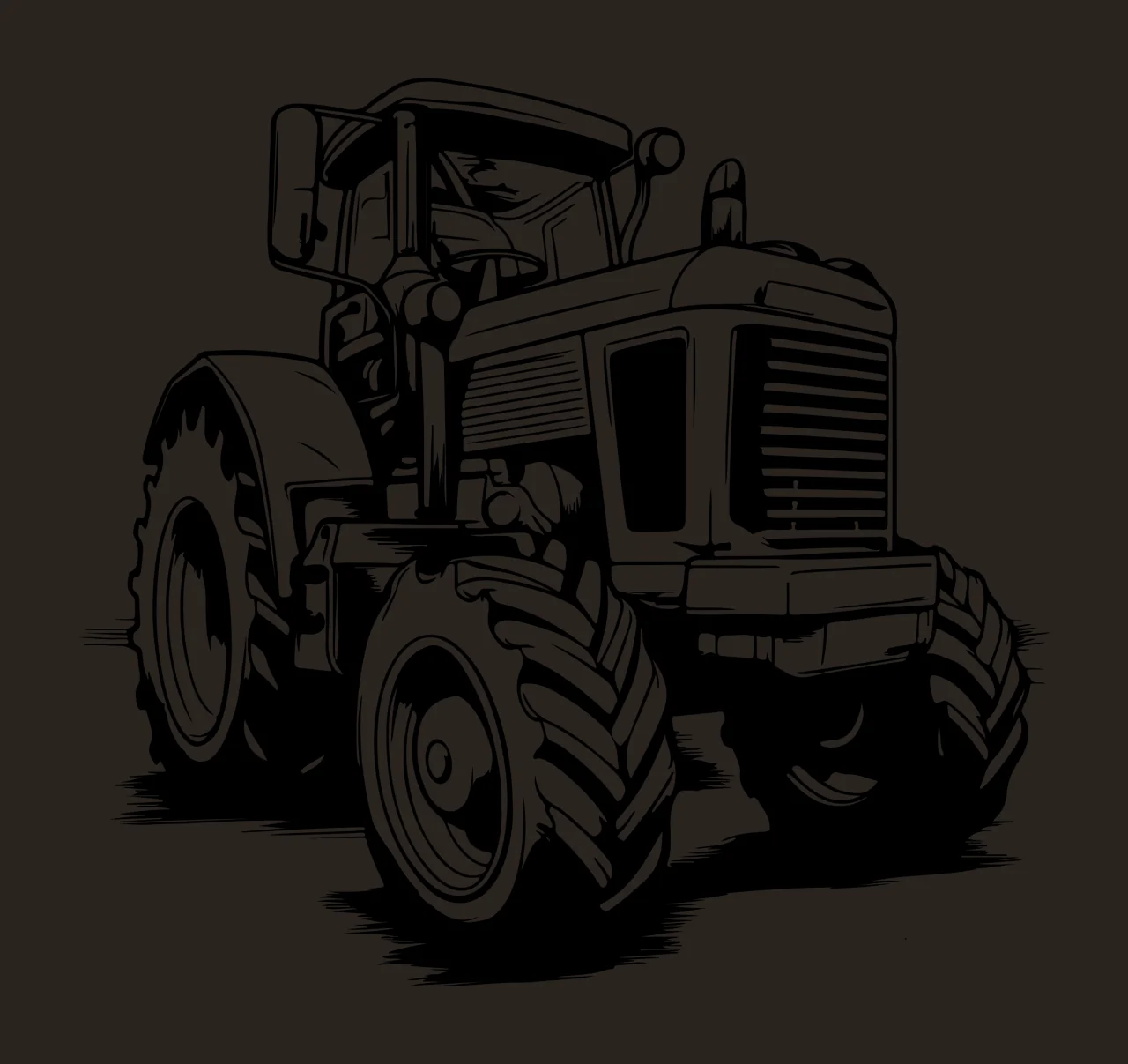Sturdy Farm Tractor Front Perspective stationary wheels grille contrast preview thumbnail