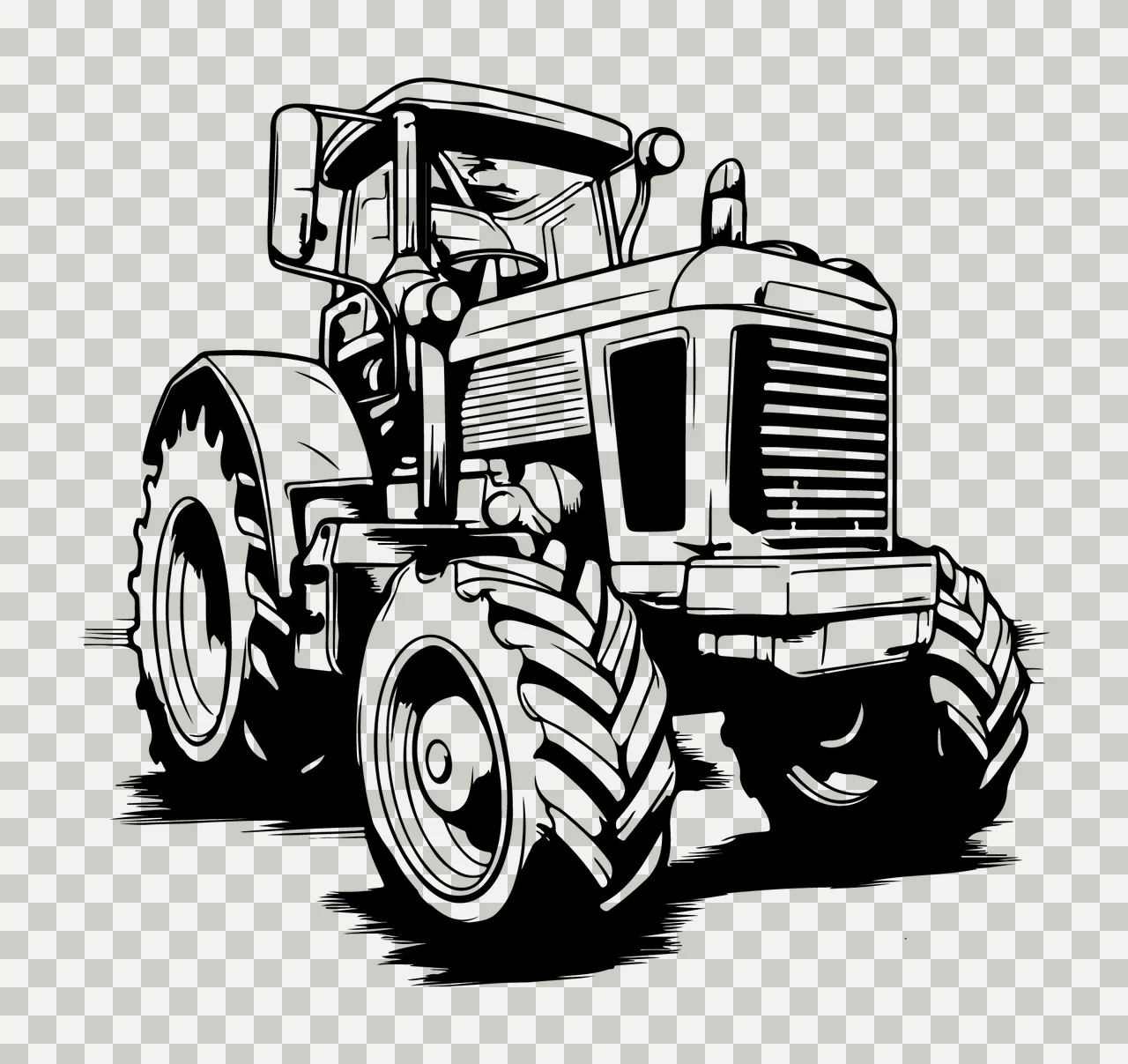 Sturdy Farm Tractor Front Perspective stationary wheels grille transparency and detail preview thumbnail