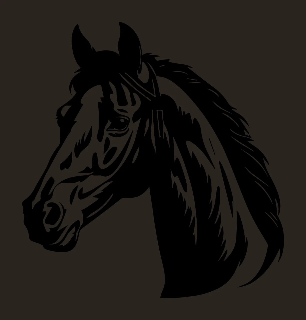 Horse Head Black And White Profile looking mane harness plain contrast preview thumbnail