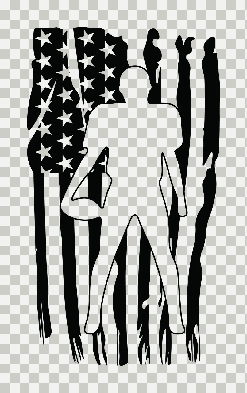 Football Flag Player Silhouette Distressed standing on black transparency and detail preview thumbnail