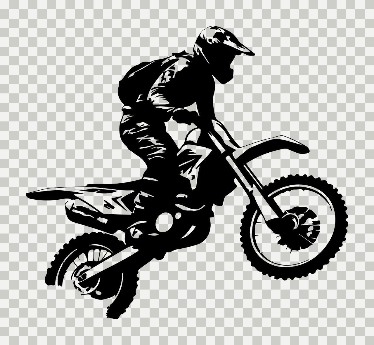 Motorcyclist Jumping On Dirt Bike Silhouette motorcycle helmet transparency and detail preview thumbnail