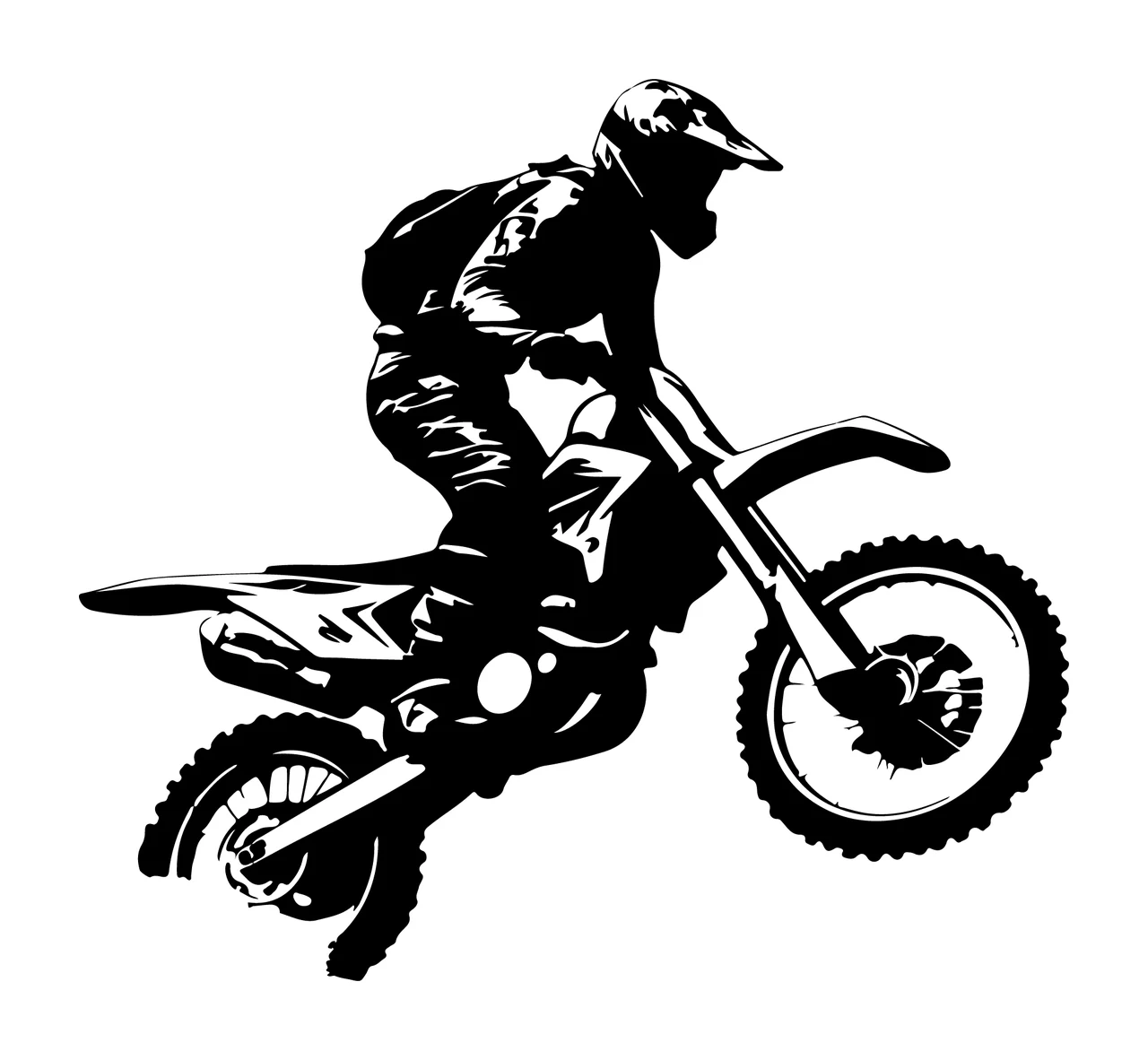 Motorcyclist Jumping On Dirt Bike Silhouette motorcycle helmet