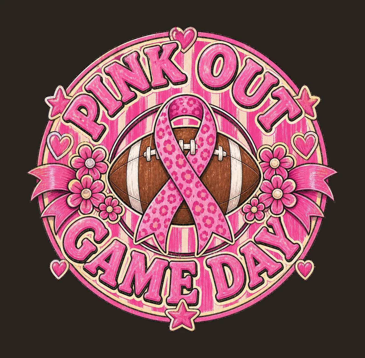 Pink Out Game Day Breast Cancer Football Design Variation B contrast preview thumbnail