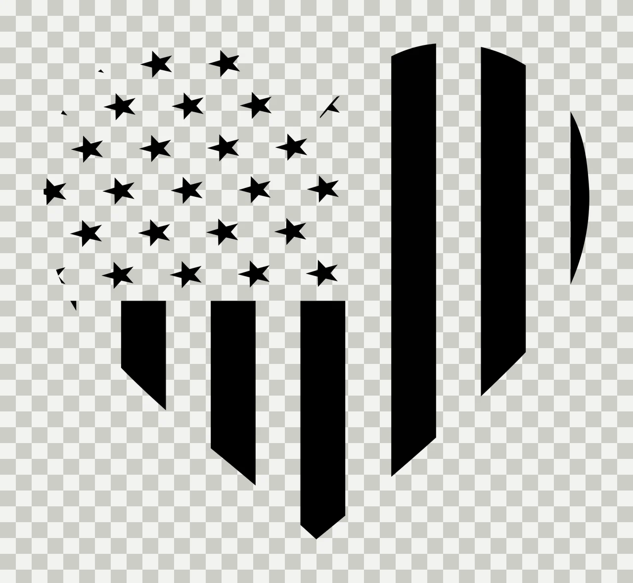 Heart Black Icon With Star And Stripe Line stars lines white transparency and detail preview thumbnail