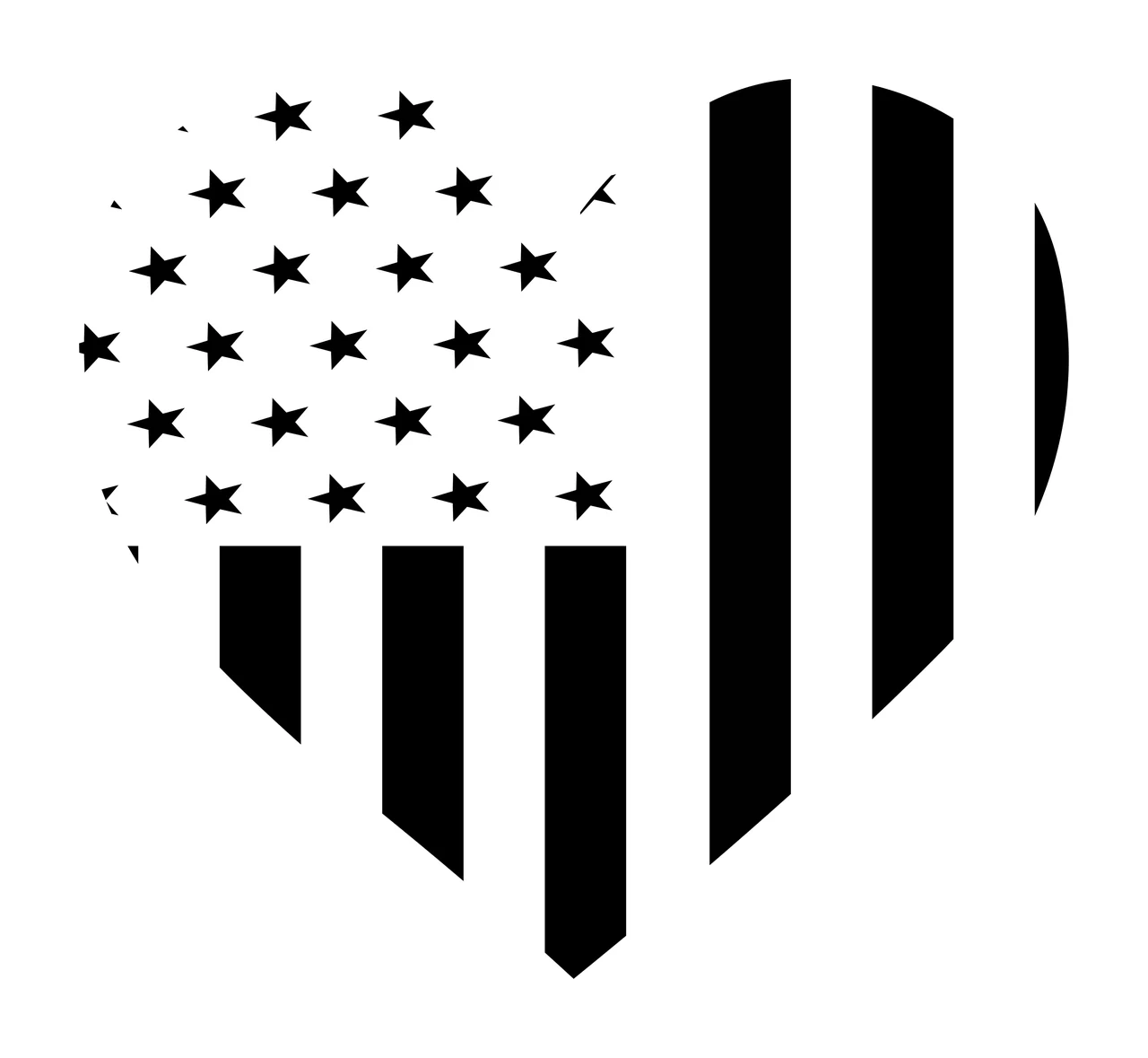 Heart Black Icon With Star And Stripe Line stars lines white