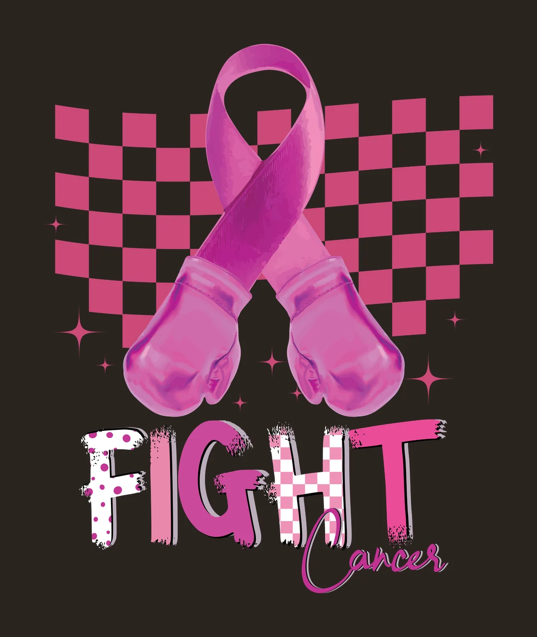 Black Ribbon With Boxing Gloves And Checkered Pattern awareness contrast preview thumbnail