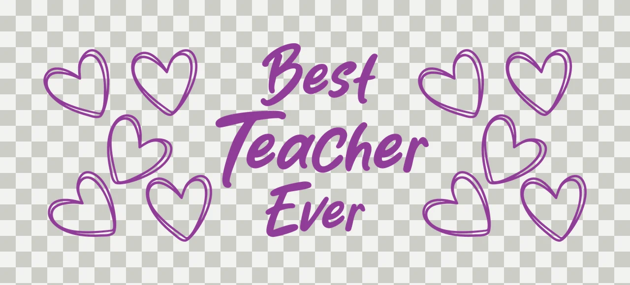 Can Glass Wrap Best Teacher Ever Text hearts calligraphy black transparency and detail preview thumbnail