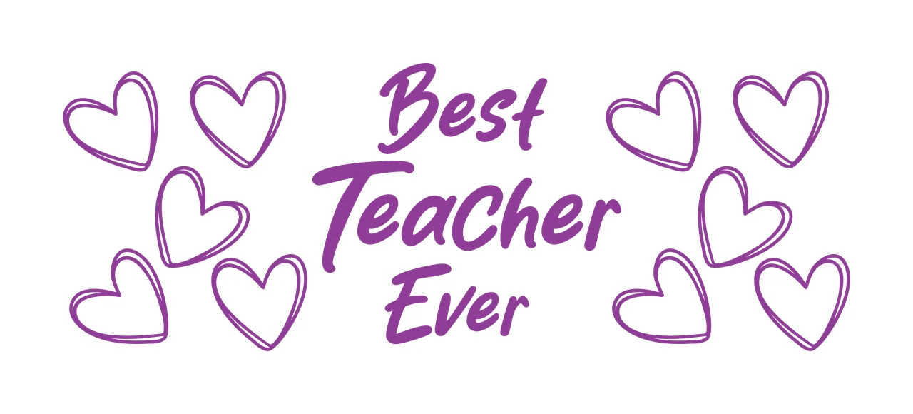Can Glass Wrap Best Teacher Ever Text hearts calligraphy black