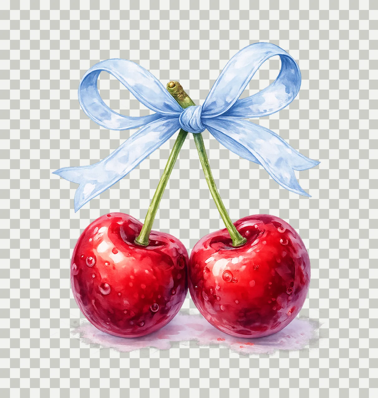 Girly retro cherry blue bow design cute preppy shirt transparency and detail preview thumbnail