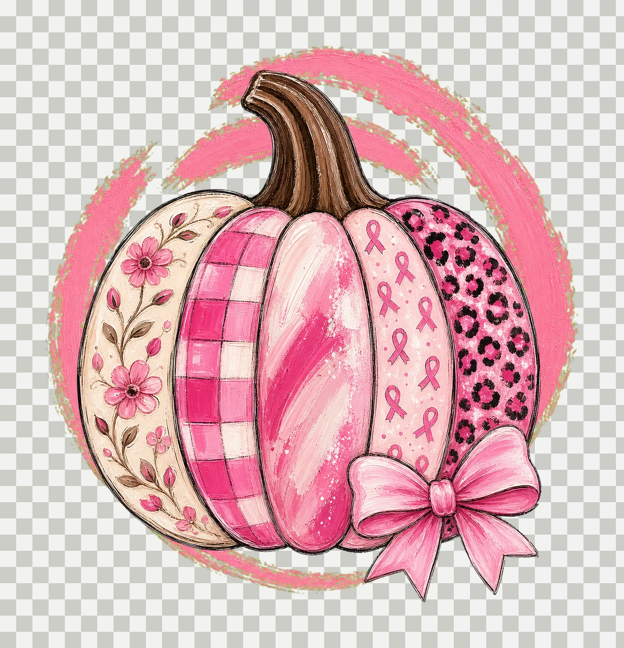 Breast Cancer Pumpkin Coquette Retro Breast Variation C transparency and detail preview thumbnail