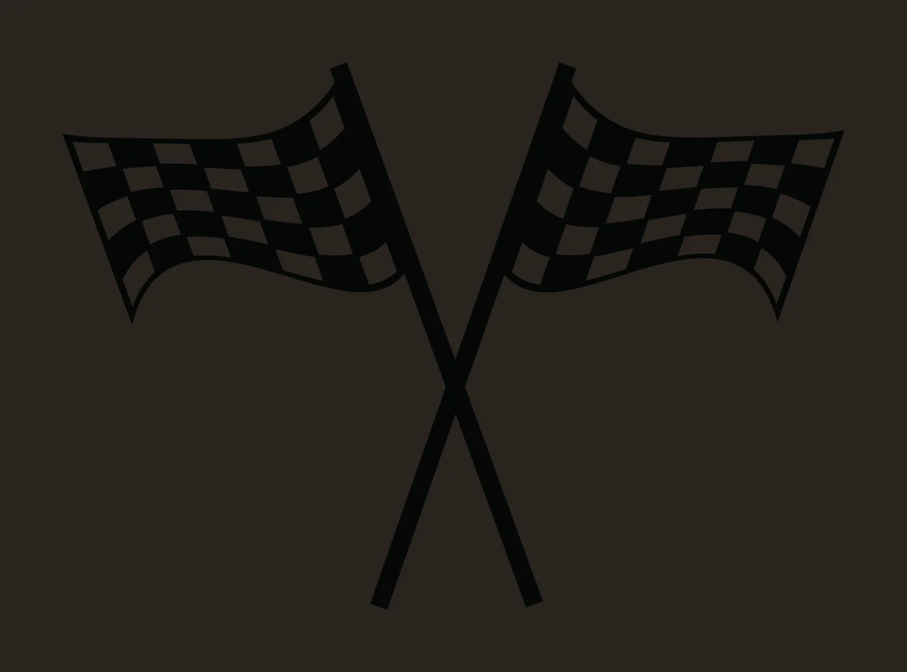 Two Crossed Checkered Racing Flags In Black pattern poles graphic icon contrast preview thumbnail