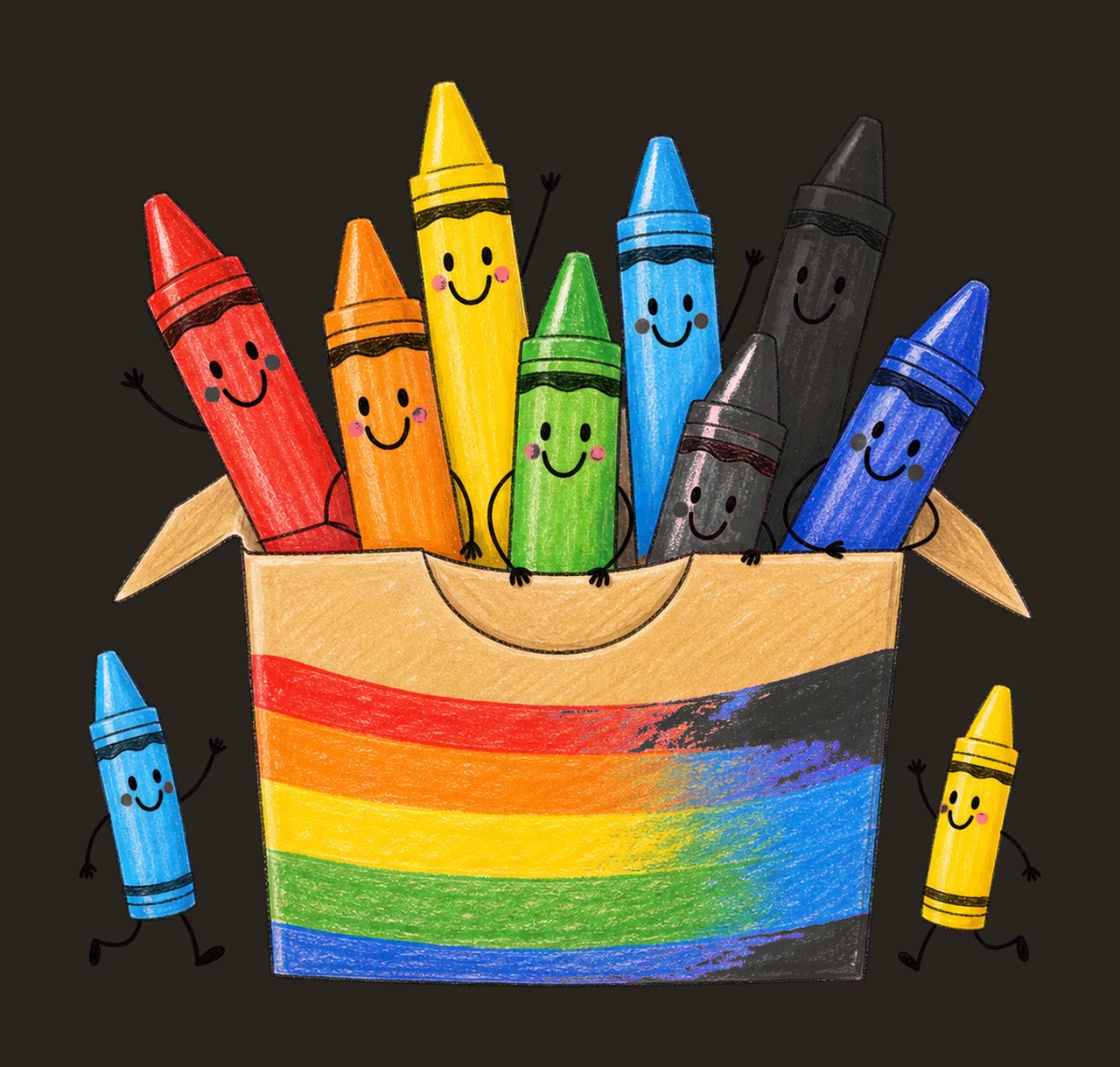 Happy Crayon Doodles Back to School sublimation Variation D contrast preview thumbnail