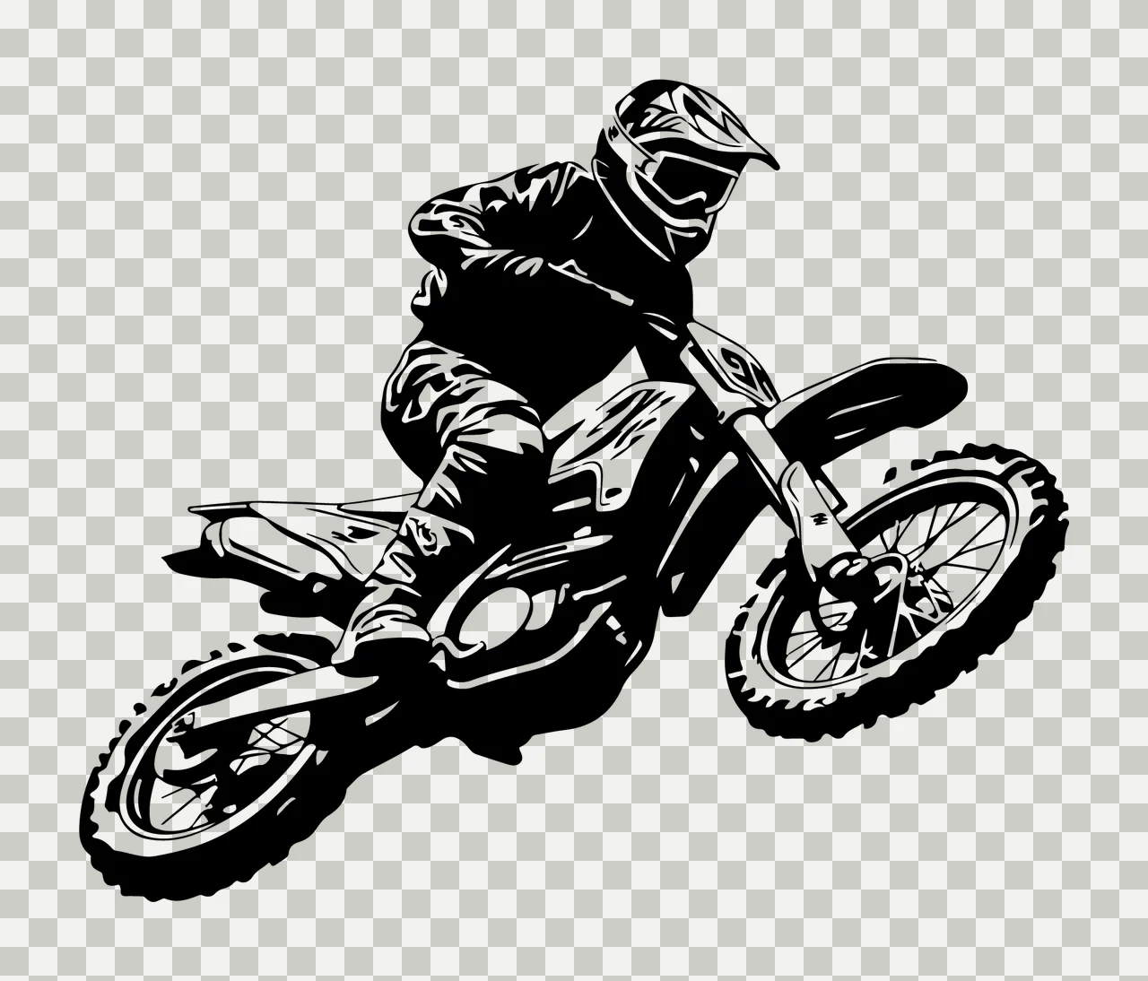 Motorcyclist Jumping Motorcycle Action Silhouette helmet black transparency and detail preview thumbnail