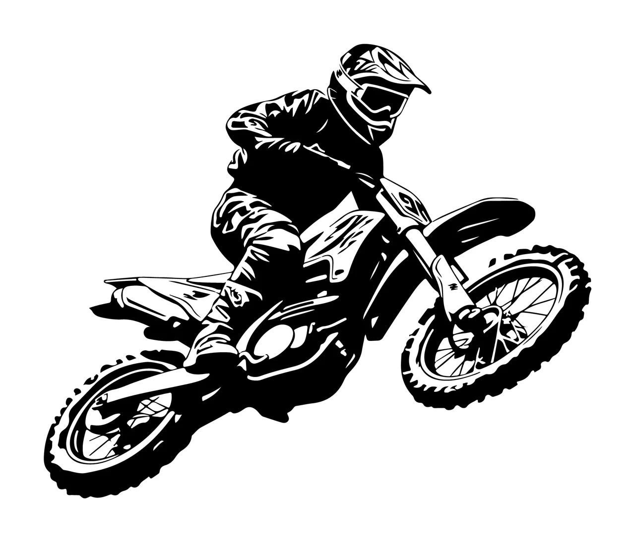 Motorcyclist Jumping Motorcycle Action Silhouette helmet black