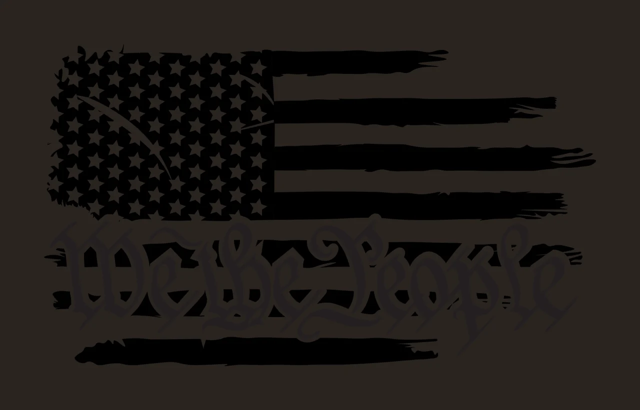 We The People Flag Silhouette typography on stars stripes distressed contrast preview thumbnail