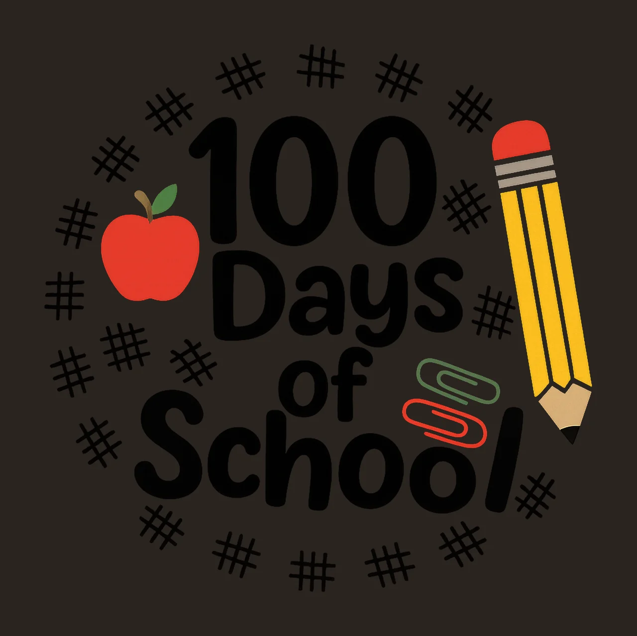 100 Days of School Back to School Design 100th Day Pencil contrast preview thumbnail